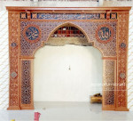 mihrab masjid mewah kaligrafi kayu jati