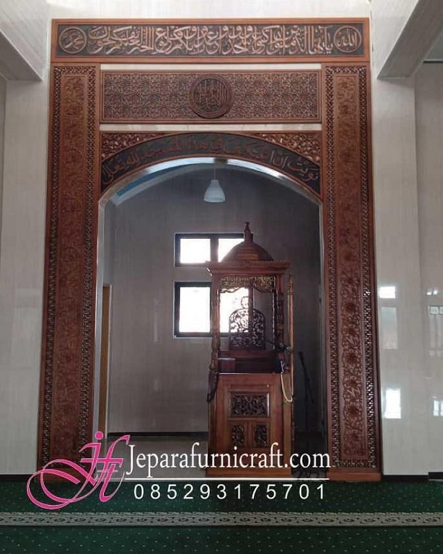 Model Mihrab Masjid Terbaru, Motif Mihrab Masjid, Motif Mihrab Masjid Gebyok Mewah